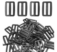 Yosawo Lot de 50 boucles d'échelle en plastique noir - Boucle de sac à dos - Régulateur de sangle - Réglable - 32 mm
