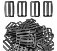 Yosawo Lot de 50 boucles d'échelle en plastique noir - Boucle de sac à dos - Régulateur de sangle - Réglable - 38 mm