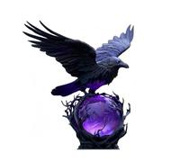 YOSEDVCB Lampe LED Gothique « Raven's Moonlight » - Lanterne Creuse 3D À Douce Lumière Violette, Sculpture Mystérieuse De Corbeau Sur Boule Lumineuse, Décoration De Corbeau Effrayante(#A)