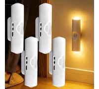 YOSEDVCB Lumière Ambiante Rechargeable avec Capteur De Mouvement LED Intelligent, avec Télécommande, Veilleuse À Allumage Automatique, Lampe Murale Magnétique sans(White*4,7 RGB)