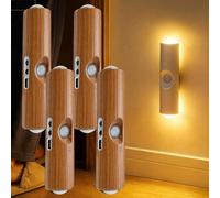YOSEDVCB Lumière Ambiante Rechargeable avec Capteur De Mouvement LED Intelligent, avec Télécommande, Veilleuse À Allumage Automatique, Lampe Murale Magnétique sans(Wood Color*4,7 RGB)