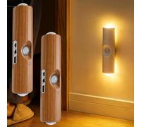 YOSEDVCB Lumière Ambiante Rechargeable avec Capteur De Mouvement LED Intelligent, avec Télécommande, Veilleuse À Allumage Automatique, Lampe Murale Magnétique sans(Wood Color*2,3 Colors)