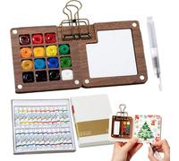 YOSEDVCB Mini Palette De Peinture De Voyage - Palette De Peinture en Bois avec Couleurs, Coffret D'aquarelle De Poche, for Le Bricolage, La Peinture De Poupées en Pierre Et en Plâtre(15 Grids)