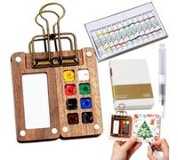 YOSEDVCB Mini Palette De Peinture De Voyage - Palette De Peinture en Bois avec Couleurs, Coffret D'aquarelle De Poche, for Le Bricolage, La Peinture De Poupées en Pierre Et en Plâtre(8 Grids)