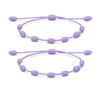 Yosei Lot de 2 bracelets à 7 nœuds réglables, amulette de protection, mauvais œil et bonne chance, bracelet spirituel en fil pour femme et homme, cadeau pour couple et amitié