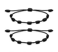 Yosei Lot de 2 bracelets à 7 nœuds réglables, amulette de protection, mauvais œil et bonne chance, bracelet spirituel en fil pour femme et homme, cadeau pour couple et amitié
