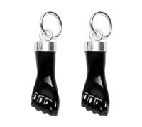 Yosei Pendentif Figa Figa en argent sterling 925 avec jais noir synthétique 16 mm - amulette protectrice contre le mauvais œil - talisman porte-bonheur, 16 mm, Argent sterling, Jais synthétique