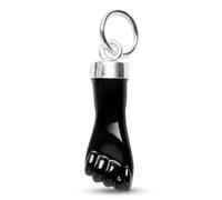 Yosei Pendentif Figa ou Figa en argent sterling 925 avec jais noir synthétique 16 mm - Amulette protectrice contre le mauvais œil - talisman de bonne chance