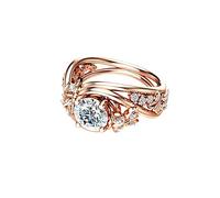 Yosemite Bague de fiançailles pour Femme avec Strass Creux et Fleurs, Cuivre, Strass, Rose Gold, US 8