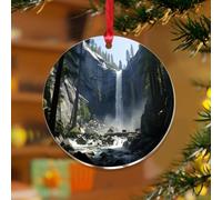 Yosemite Décoration d'arbre de Noël parc national montagnard lac paysage nature photo ferme souvenir disques acrylique transparent pendentif amoureux de la nature ou voyageur pour décoration d'arbre