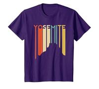 Yosemite National Park Retro Demi-dôme El Capitan California T-Shirt, Enfant, Violet, 8 Ans