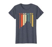 Yosemite National Park Retro Demi-dôme El Capitan California T-Shirt, Femme, Bleu Chiné, M