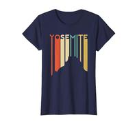 Yosemite National Park Retro Demi-dôme El Capitan California T-Shirt, Femme, Bleu Marine, S