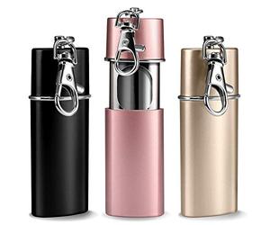Yosemy Cendrier de Poche 3 Pièces Portable Mini Cendriers de Voyage Anti Odeur Coupe-vent Cendriers avec Porte-clés pour Cigarettes (Noir+Rose+Or)