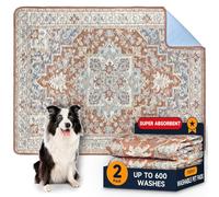YOSEPATI Lot de 2 Tapis hygiéniques lavables pour Chiens, réutilisables, 122 x 92 cm, Super absorbants, imperméables, antidérapants pour Cage, Sol, canapé (Médaillon Beige, 122x92cm (2 pièces))