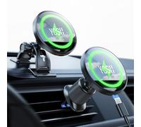 YOSH Support Telephone Voiture Induction [15W Charge Rapide] Chargeur Mag-Safe Voiture sans Fil, Magnétique Chargeur Véhicules, pour iPhone 16/15/14/13/12 Series