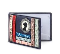 Yoshi Jane Austen Bookworm Porte-cartes en cuir pour femme - Bleu marine - Fine - Poche coulissante - Adulte Unisexe, bleu marine, Taille unique, Contemporain
