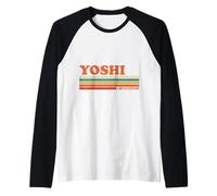 Yoshi Rétro Personnalisé Prénom Vintage Rayures Manche Raglan