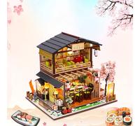 Yoshimoto Sushi Store Kit de construction de maison miniature pour adultes, mini maison de poupée en bois pour anniversaire, Noël, magasin de sushis Yoshimoto