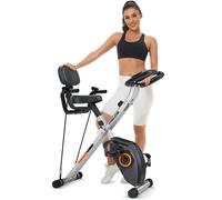 YOSHINO Nouveau vélo d'appartement pliable 5 en 1, vélo d'appartement avec application, bandes de résistance, vélo d'appartement pour seniors avec siège ergonomique, résistance magnétique silencieuse