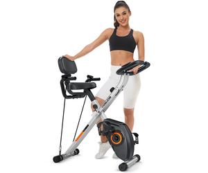 YOSHINO Nouveau vélo d'appartement pliable 5 en 1, vélo d'appartement avec application, bandes de résistance, vélo d'appartement pour seniors avec siège ergonomique, résistance magnétique silencieuse