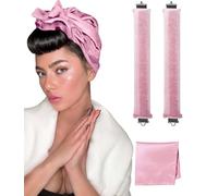 YOSHUYUKI Bigoudis classiques sans chaleur pour dormir - En mousse - Pour cheveux longs et courts - Ensemble d'outils de coiffure avec écharpe en satin - Rose