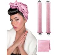 YOSHUYUKI Bigoudis classiques sans chaleur pour dormir - En mousse - Pour cheveux longs et courts - Ensemble d'outils de coiffure avec écharpe en satin - Rose