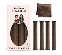 YOSHUYUKI Tiges à friser sans chaleur pour dormir - En mousse Jumbo - Pour cheveux longs et courts - Ensemble d'outils de coiffure avec écharpe en soie pour dormir - Marron