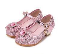 YOSICIL Chaussure Princesse Filles Paillettes Antidérapantes Talons Hauts Costume Chaussures de Danse pour Dress Up Fête Anniversaire Mariage 3-14 Ans,Rose,35 EU