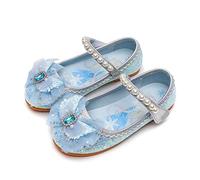 YOSICIL Chaussures plates Princesse Sandales à paillettes avec noeuds Enfants chaussures avec perles pour déguisement Halloween Jardin d'enfants cadeau Cosplay Carnaval Noël, bleu, 25