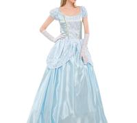 YOSICIL Déguisement Cendrillon Femme Adulte Robe longue de Princesse Sissi avec Jupon Sous Robe Cosplay Conte de Fée Halloween Anniversaire Animateur, S