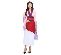 YOSICIL Déguisement Cosplay Hua Mulan Complet Costume Traditionnel Chinois Adulte Tenue Héroïne Folklorique, Rose, S