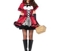 YOSICIL Déguisement du Petit Chaperon Rouge avec Cape et Gants Robe Courte Bouffante de Fête Costume Cosplay de Conte Femme Adulte Halloween Carnaval Nouvel An, 2XL