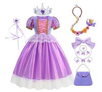YOSICIL Déguisement Fille Princesse Raiponce Robe de princesse fille 3-8 ans Tulle maxi Cosplay Raiponce Costume de fée violet pour Spectacle/Anniversaire/Mascarade, Robe de soirée longue, 130