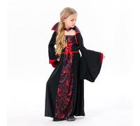 YOSICIL Déguisement Vampire Fille Halloween Costume Sorcière Gothique Avec Ras-De-Cou Robe Maxi Sombre Et Mystérieuse Cosplay Dracula Reine Maléfique Théâtre Fête Carnaval, noir, S