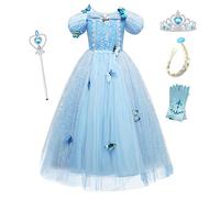 YOSICIL Enfant Déguisement Princesse Cendrillon Robe Fille Tutu Reine des Neiges Robe de Princesse Elsa Robe de Soirée Conte Fée Anniversaire Halloween Noël Carnaval