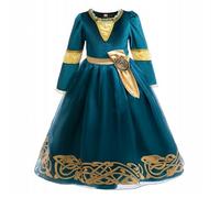 YOSICIL Fille Déguisement Mérida Robe Maxi de Princesse Forestière aux Manches Longues Costume Classique de Cosplay Halloween Cadeau Enfant 3-8 ans pour Carnaval Noël Nouvel An