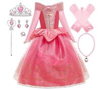 YOSICIL Filles Aurora Costume Filles Aurore Robe de Princesse Belle au Bois Dormant Habillage Enfant Fête d'hiver Carnaval Cosplay Cérémonie de Noël Anniversaire Robes,140