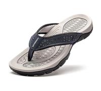YOSICIL Flip flops homme style sportif Tongues d'été confortables et décontractées à bout ouvert Sandales pratiques pour salle de bain, piscine, jardin ou plage, bleu-kaki, 47