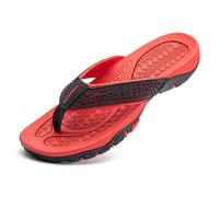 YOSICIL Flip flops homme style sportif Tongues d'été confortables et décontractées à bout ouvert Sandales pratiques pour salle de bain, piscine, jardin ou plage, rouge, 47