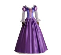 YOSICIL Princesse Raiponce Robe pour Adulte Robe de Bal Violette à Corset avec Dentelle Manches à Volants et Dos Lacé pour Costume Fête Mariage Photo, Violet, XL