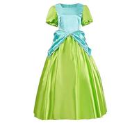 YOSICIL Robe de Princesse Cosplay Soirée Déguisée pour Femmes Sœur de Blanche-Neige Cendrillon Mascarade, Bleu-Vert, S