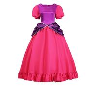 YOSICIL Robe Princesse Adulte Cosplay Robe de Soirée Déguisement Sœur de Cendrillon avec Col Carré pour Fête Carnaval Anniversaire Cérémonie, Rouge, 2XL