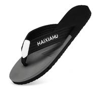 YOSICIL Sandales homme légères Flip flops d'été pratiques et antidéparants Tongs décontractées minimalistes Nu-pieds entre-doigts pour la salle de bain, noir-gris, 44