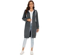 YOSICIL Sweat à Capuche Long Zippé pour Femme Automne et Hiver Manteaux d'automne et d'hiver à la Mode Manteaux Chauds Sweats à Capuche Longs Faites Une Promenade Relaxante,Gris,XXL