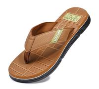 YOSICIL Tongs antidérapantes pour hommes Sandales amortissant en EVA confortable Flip flops simples et casuals, Salle de bain/piscine/côte, marron, 45