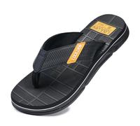 YOSICIL Tongs antidérapantes pour hommes Sandales amortissant en EVA confortable Flip flops simples et casuals, Salle de bain/piscine/côte, noir, 41