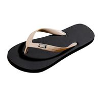 YOSICIL Tongs antidérapantes pour hommes Sandales d'été avec entre-doigts Flip Flops décontractés durables Semelle souple EVA randonnée côtière salle de bain jardin piscine, noir-beige, 43