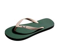 YOSICIL Tongs antidérapantes pour hommes Sandales d'été avec entre-doigts Flip Flops décontractés durables Semelle souple EVA randonnée côtière salle de bain jardin piscine, vert-beige, 43