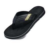 YOSICIL Tongs homme décontracté Sandales entre-doigts antidérapantes pour intérieur/extérieur Nu pieds EVA souple pour plage, salle de bain, piscine ou terrasse, noir,40